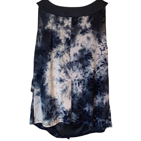 Dressbarn Women’s Top Blue Velvet Tie-Dye Burnout Sleeveless 1XL Beaded Neckline - Picture 4 of 13